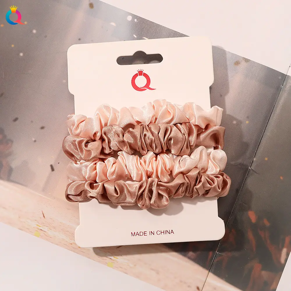 Satin Hair Ring Set for Girls Brown Loose Hair Ponytail