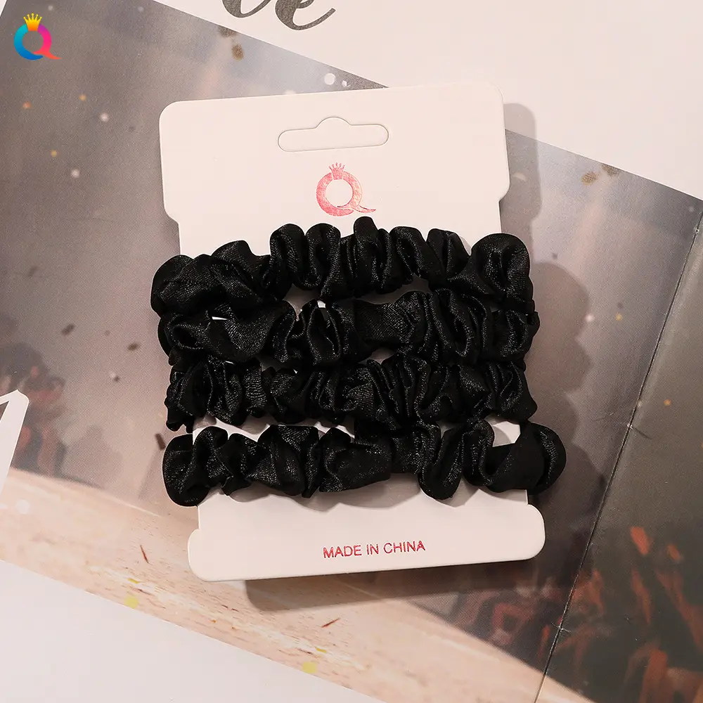 Satin Hair Ring Set for Girls Brown Loose Hair Ponytail