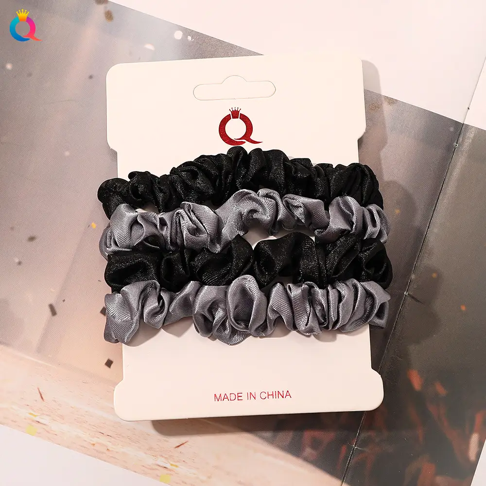 Satin Hair Ring Set for Girls Brown Loose Hair Ponytail