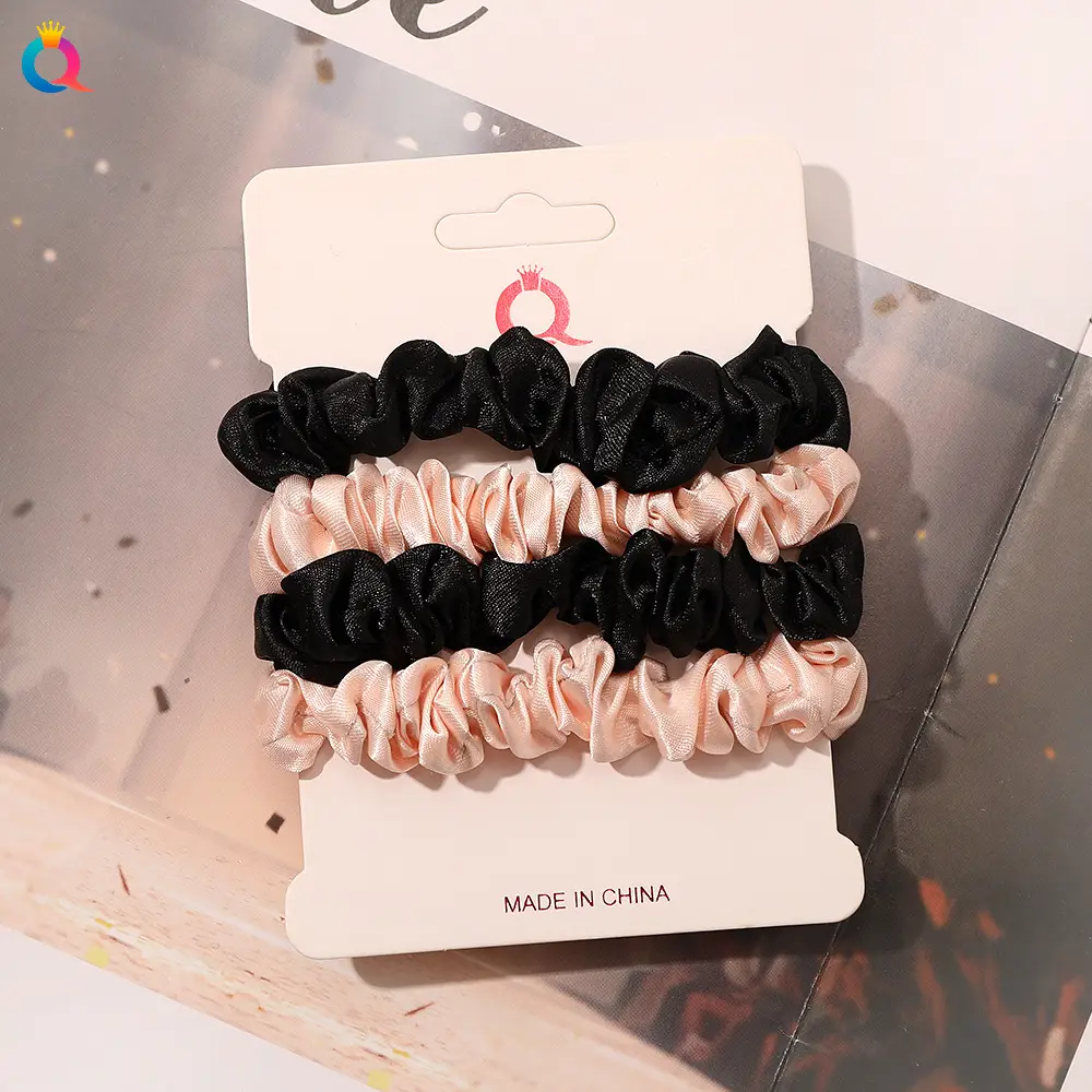 Satin Hair Ring Set for Girls Brown Loose Hair Ponytail