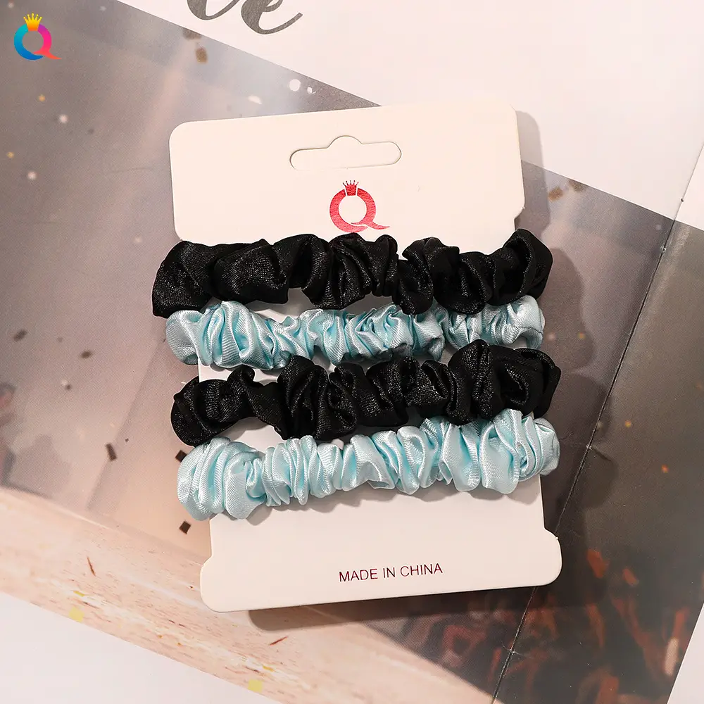 Satin Hair Ring Set for Girls Brown Loose Hair Ponytail