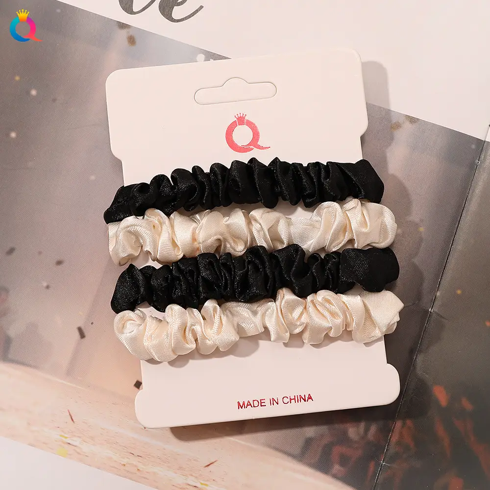 Satin Hair Ring Set for Girls Brown Loose Hair Ponytail
