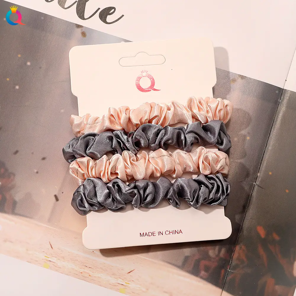 Satin Hair Ring Set for Girls Brown Loose Hair Ponytail