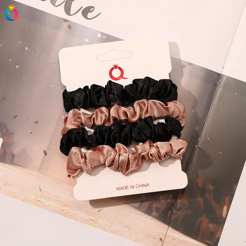 Satin Hair Ring Set for Girls Brown Loose Hair Ponytail