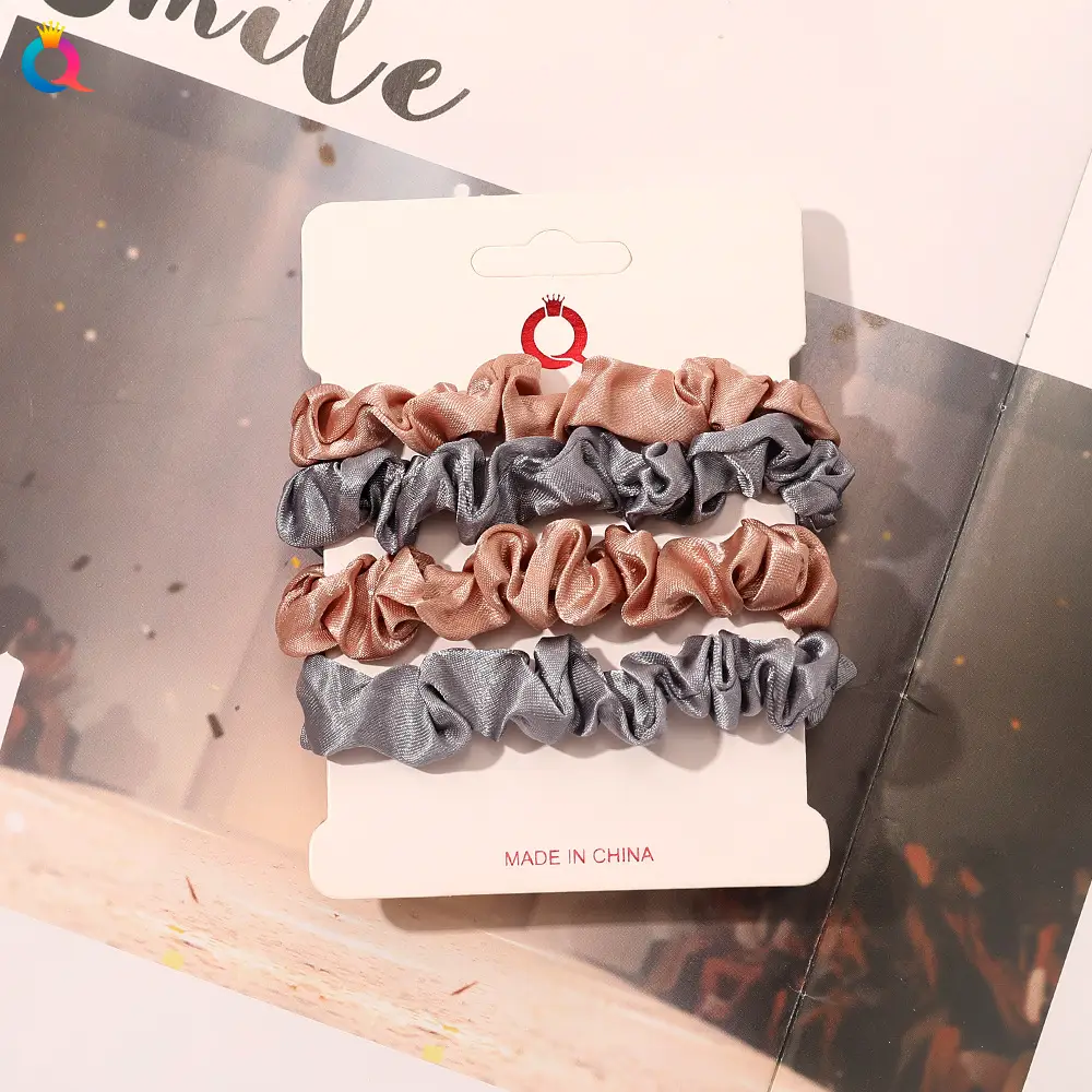 Satin Hair Ring Set for Girls Brown Loose Hair Ponytail
