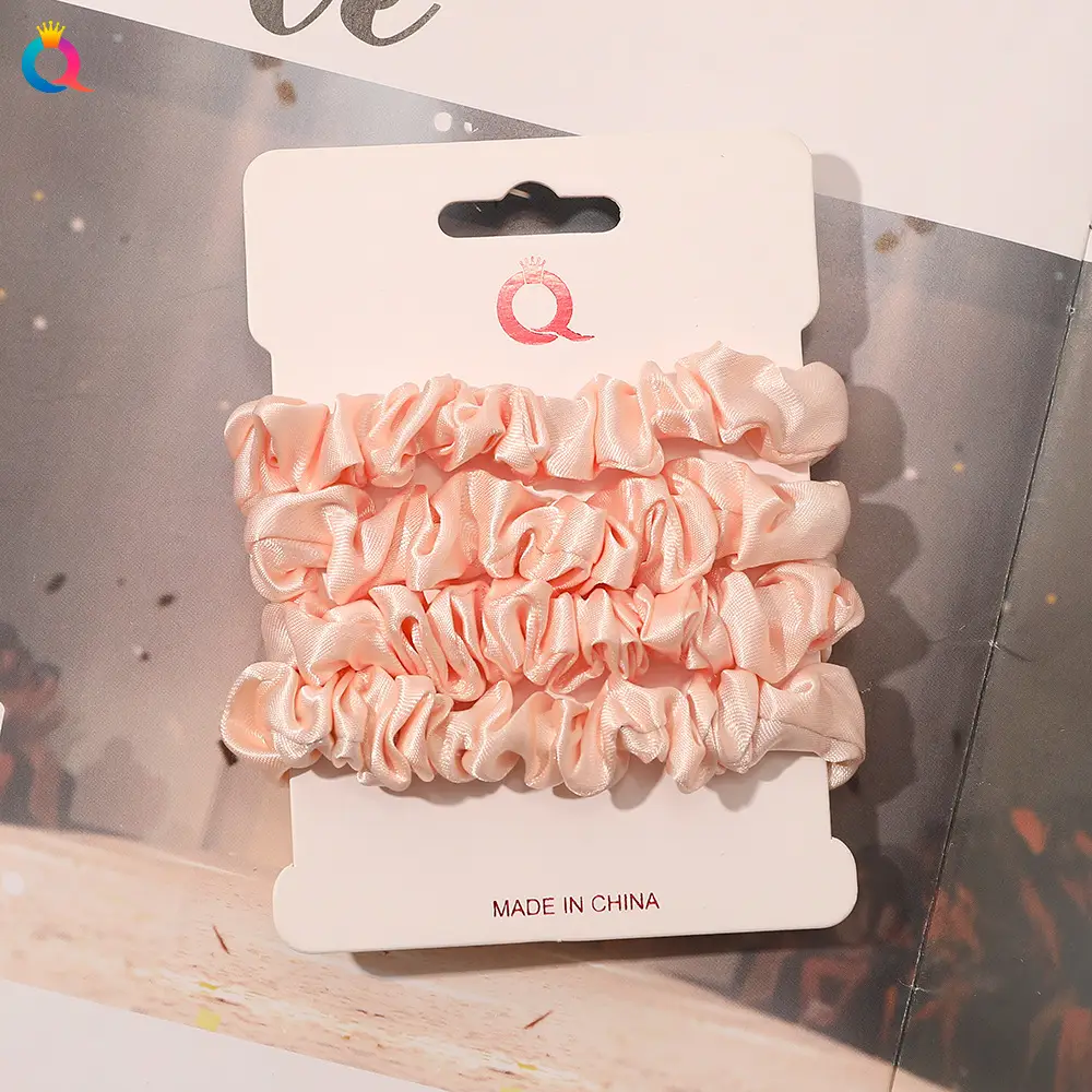 Satin Hair Ring Set for Girls Brown Loose Hair Ponytail
