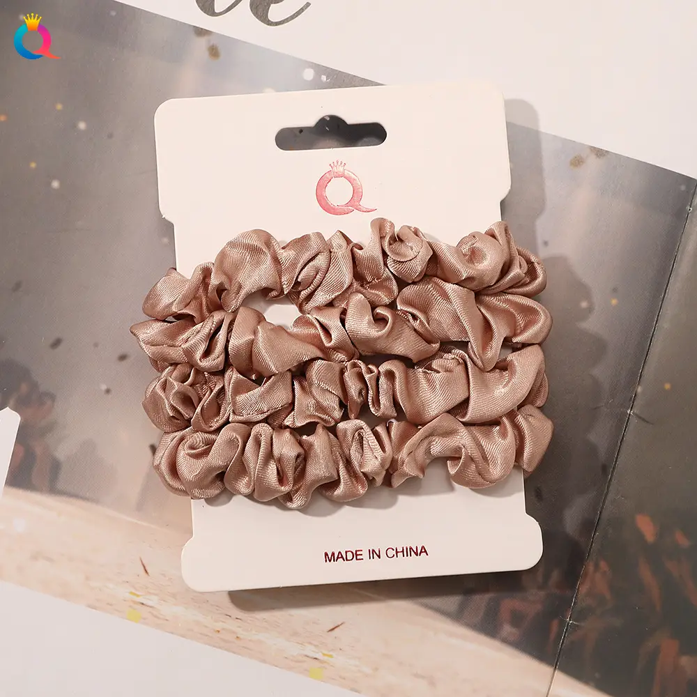 Satin Hair Ring Set for Girls Brown Loose Hair Ponytail