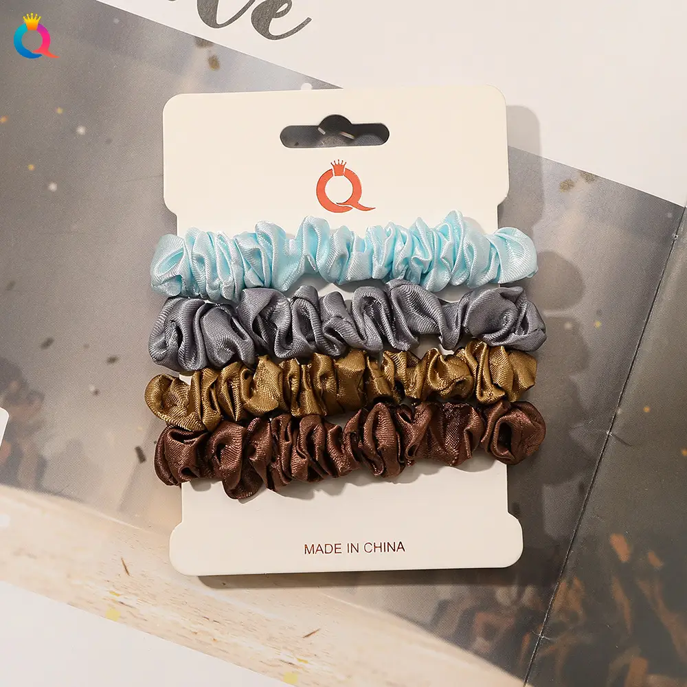 Satin Hair Ring Set for Girls Brown Loose Hair Ponytail