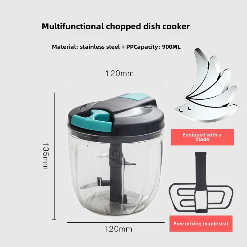 900ml Manual Blender for Veggie Chopping & Chili Making - Image 4