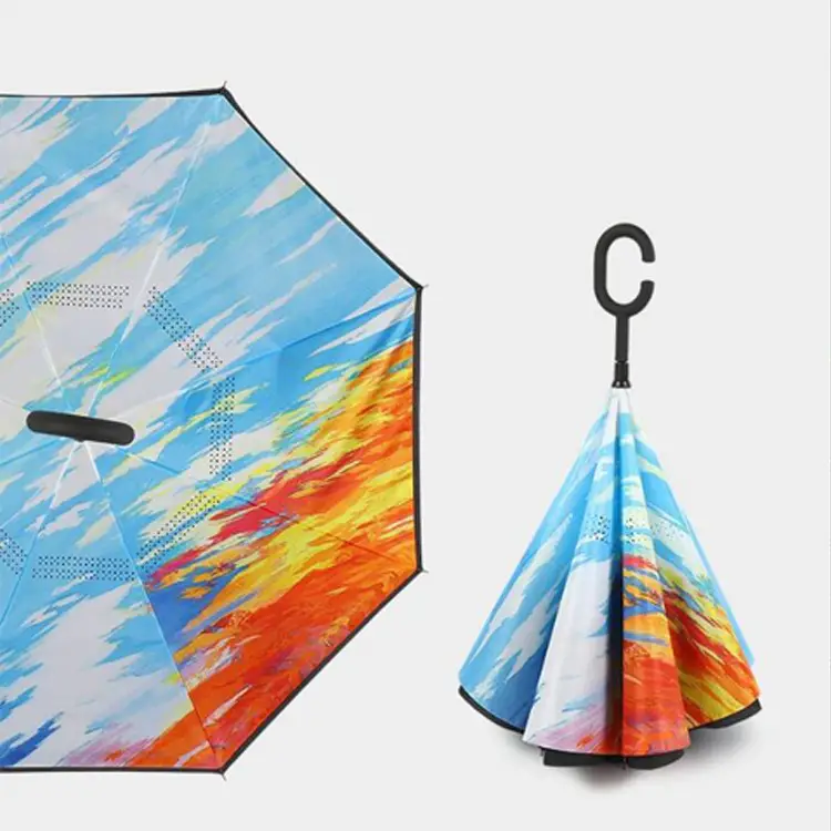 Double Layer Reverse Umbrella Yellow Black Hands Free - Image 3