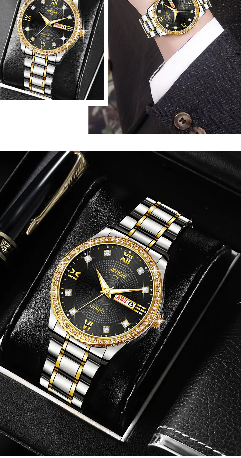 All-Gold Quartz Watch with Diamond Luminous Dial for Men — feature 17