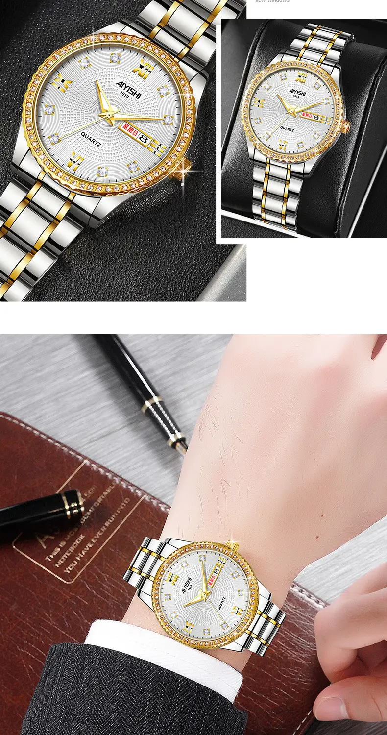 All-Gold Quartz Watch with Diamond Luminous Dial for Men — feature 19