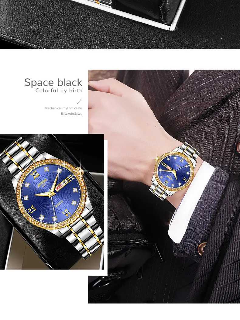 All-Gold Quartz Watch with Diamond Luminous Dial for Men — feature 21