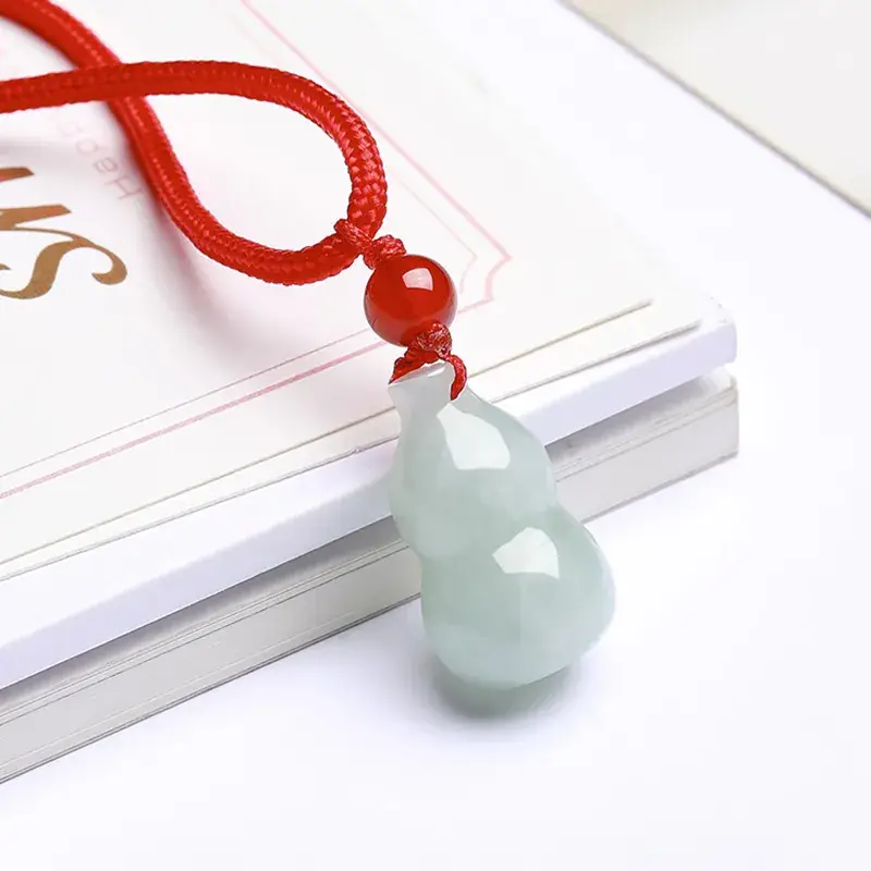 Natural Burma Jade Gourd Pendant Necklace Ice Green - Image 5