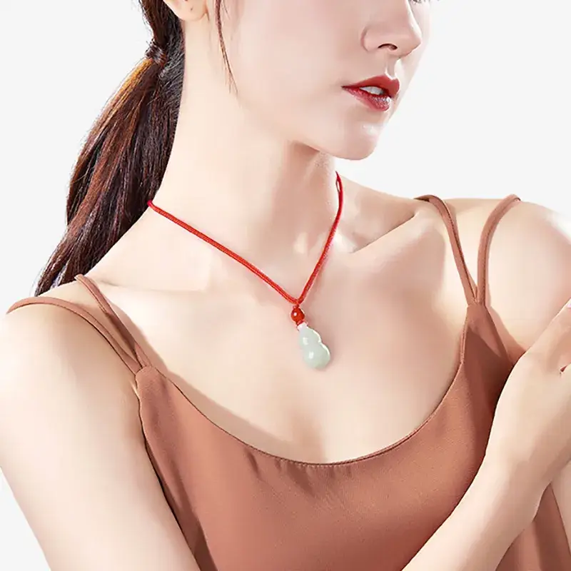 Natural Burma Jade Gourd Pendant Necklace Ice Green - Image 6
