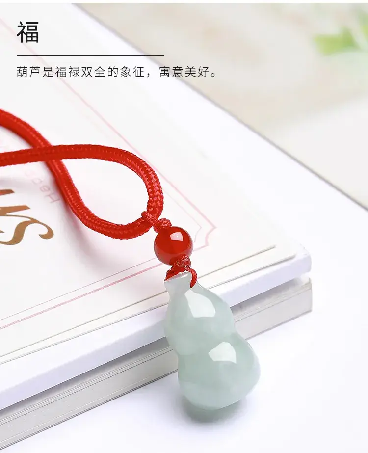 Natural Burma Jade Gourd Pendant Necklace Ice Green — feature 5
