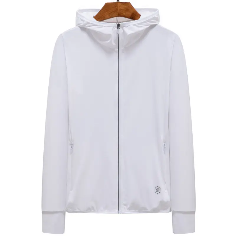 Men's Light Blue Full Zip Hoodie Sun Protection Coat