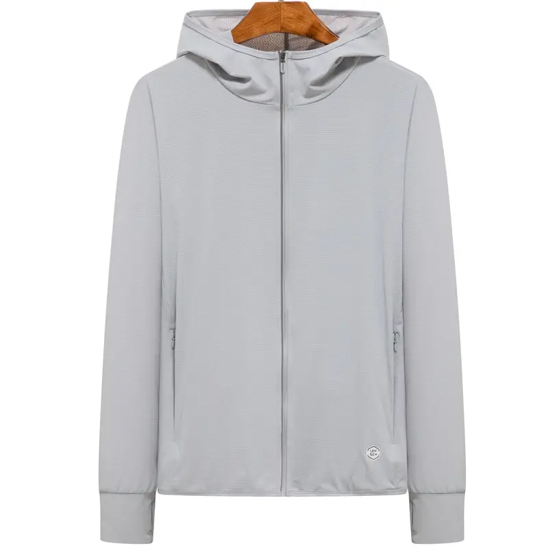 Men's Light Blue Full Zip Hoodie Sun Protection Coat
