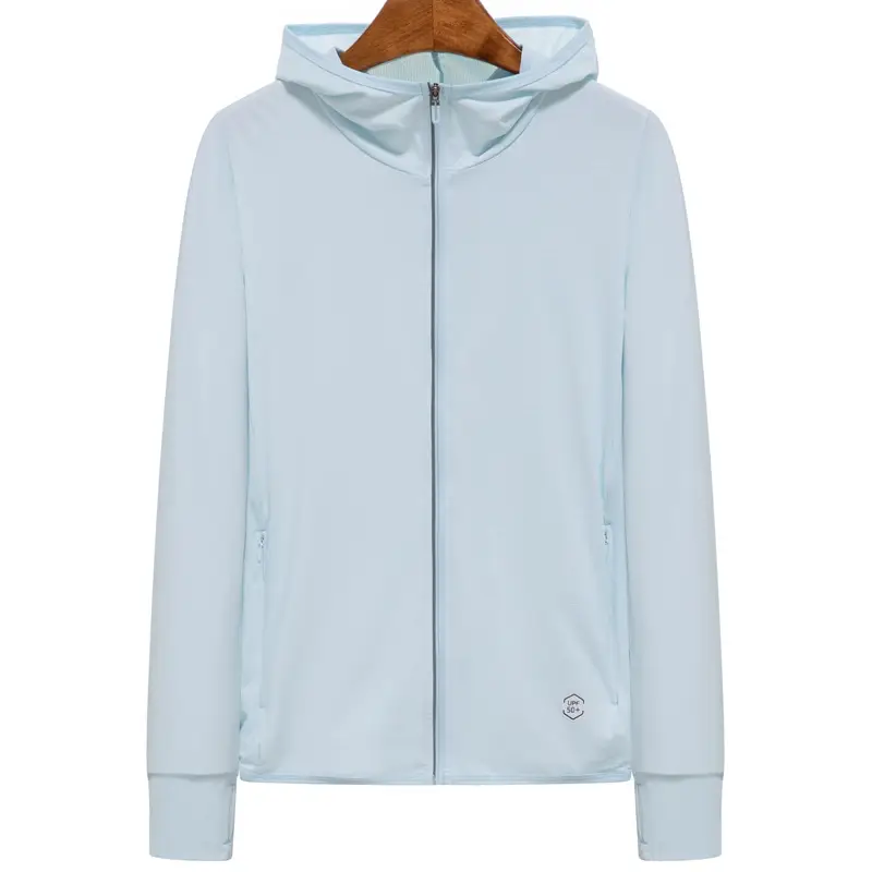 Men's Light Blue Full Zip Hoodie Sun Protection Coat