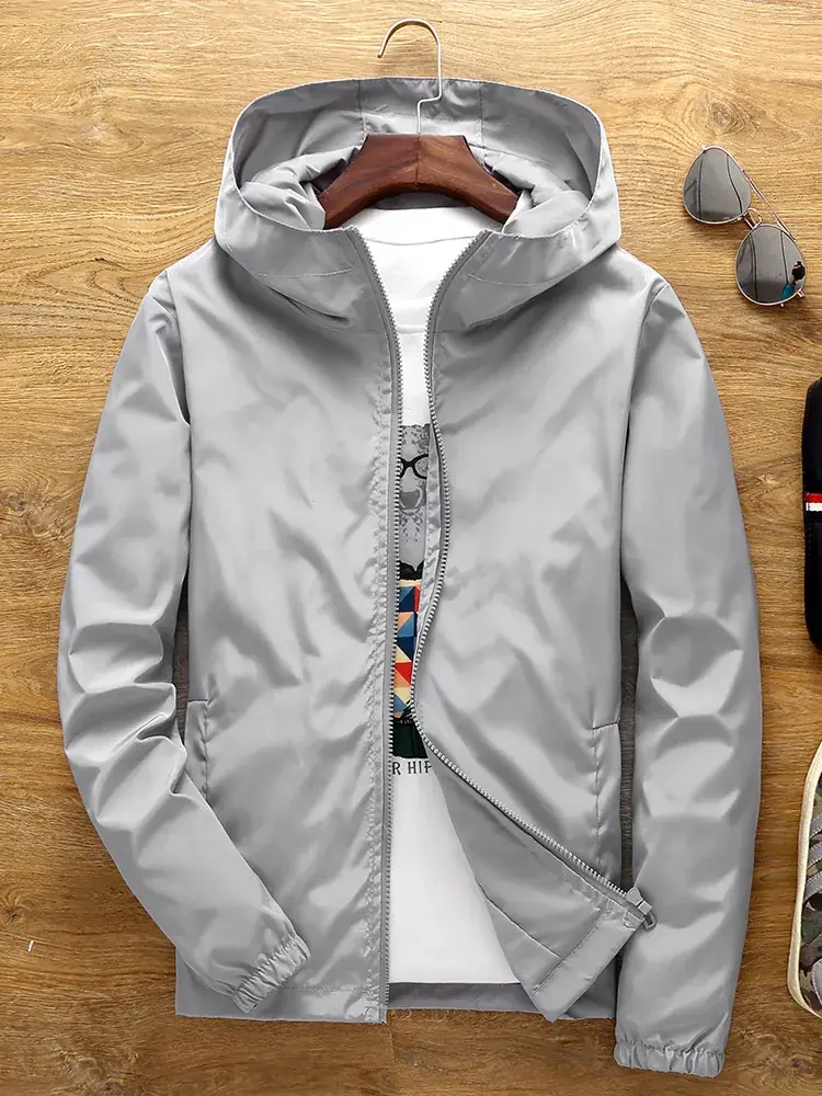 Men's White Hooded Jacket with Logo Print - Image 10