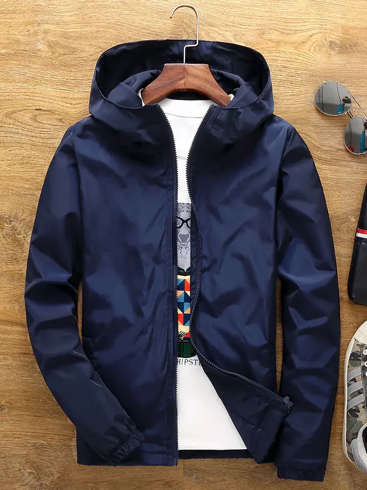 Men's White Hooded Jacket with Logo Print - Image 12