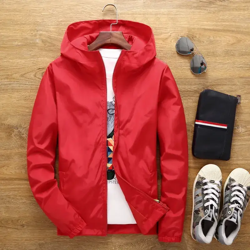 Men's White Hooded Jacket with Logo Print - Image 2