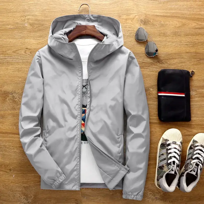 Men's White Hooded Jacket with Logo Print - Image 3