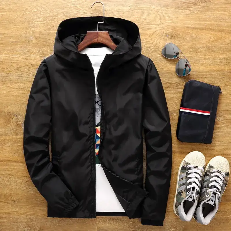 Men's White Hooded Jacket with Logo Print - Image 4