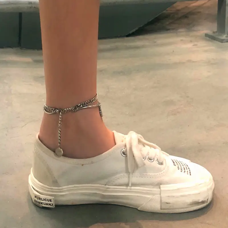 Double-layer [stainless steel] Tide brand anklet