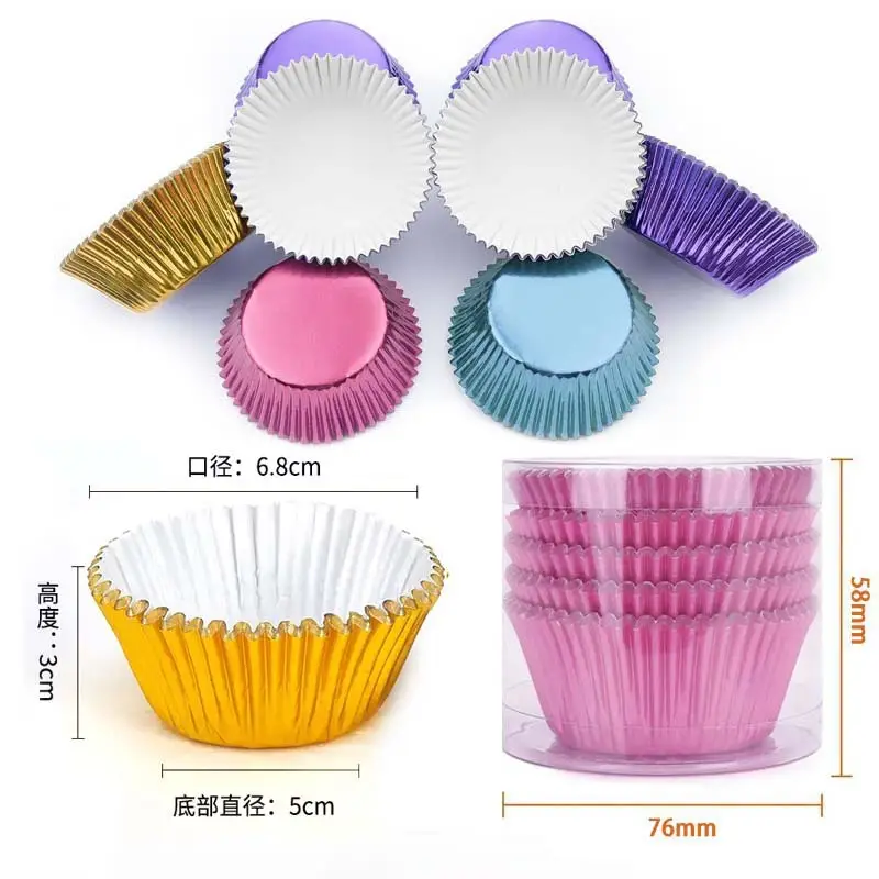 Rose Gold Cake Cup Set 100 Pcs Thick Aluminum Foil