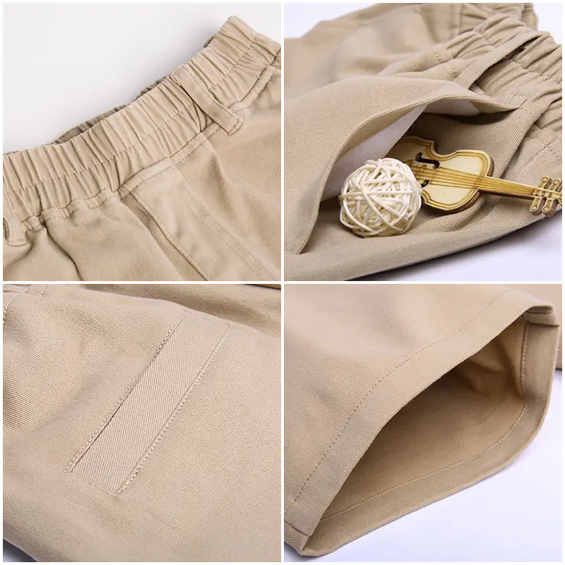 Children's Cotton Shorts White Black Beige Blue Medium - Image 14