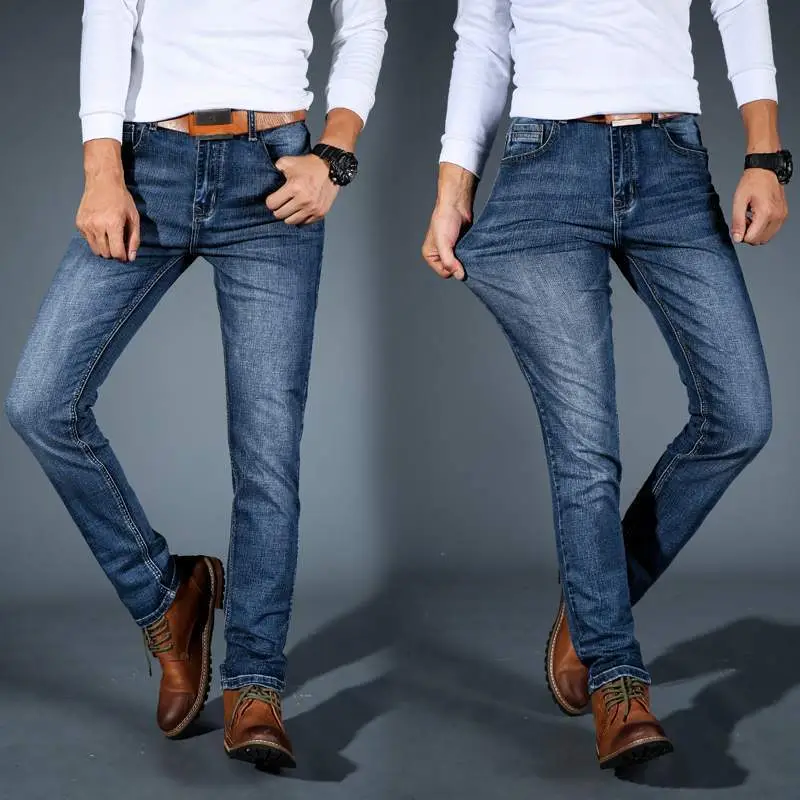 Men's Straight Fit Slim Jeans Autumn Winter Stretch - Image 8