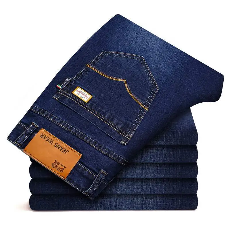 Men's Straight Fit Slim Jeans Autumn Winter Stretch - Image 5
