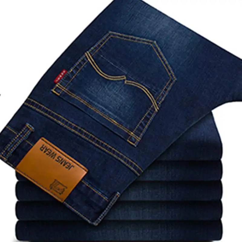Men's Straight Fit Slim Jeans Autumn Winter Stretch - Image 4