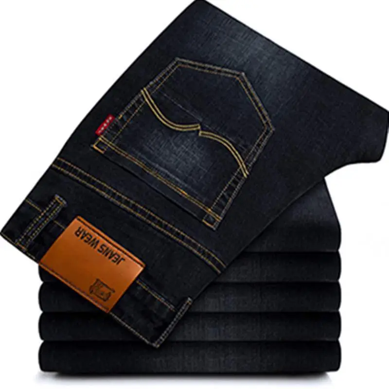 Men's Straight Fit Slim Jeans Autumn Winter Stretch - Image 3