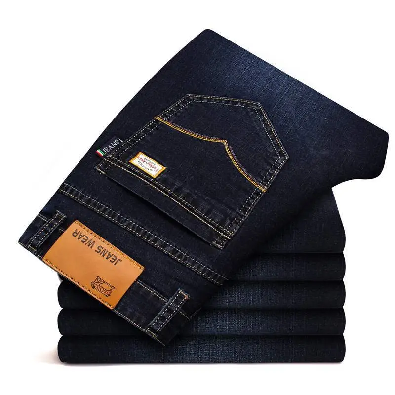 Men's Straight Fit Slim Jeans Autumn Winter Stretch - Image 6