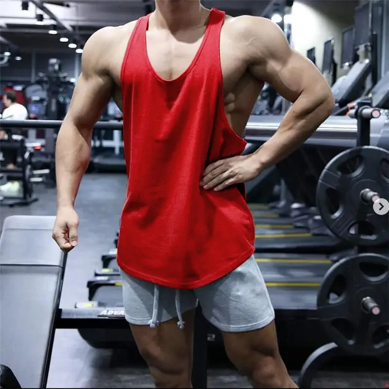 Muscle Men's Red Mesh Sleeveless Vest - Image 3