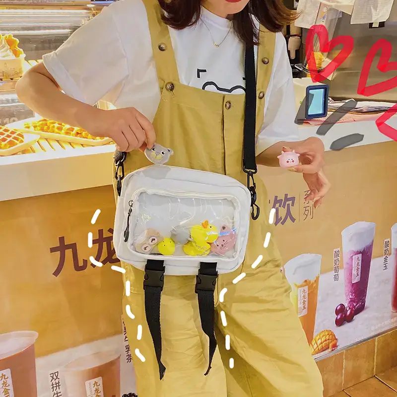 Women Cartoon Shoulder Bag Transparent K-Style Doll Bag