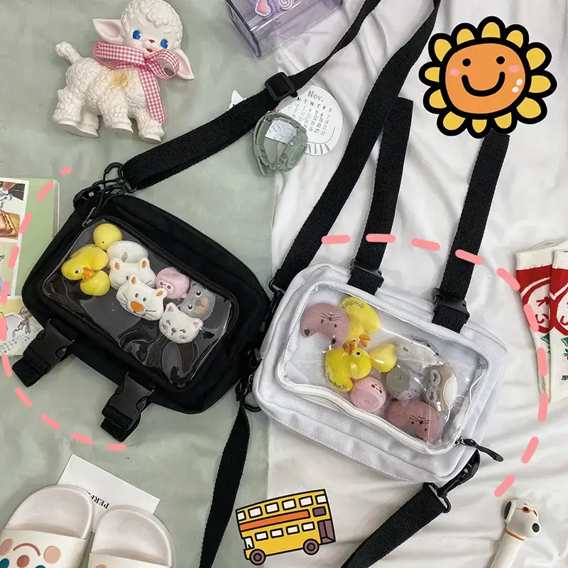 Women Cartoon Shoulder Bag Transparent K-Style Doll Bag
