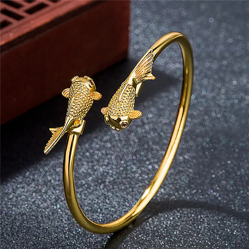 Burmese Fish Gold Plated Double Eye Bracelet - Image 4