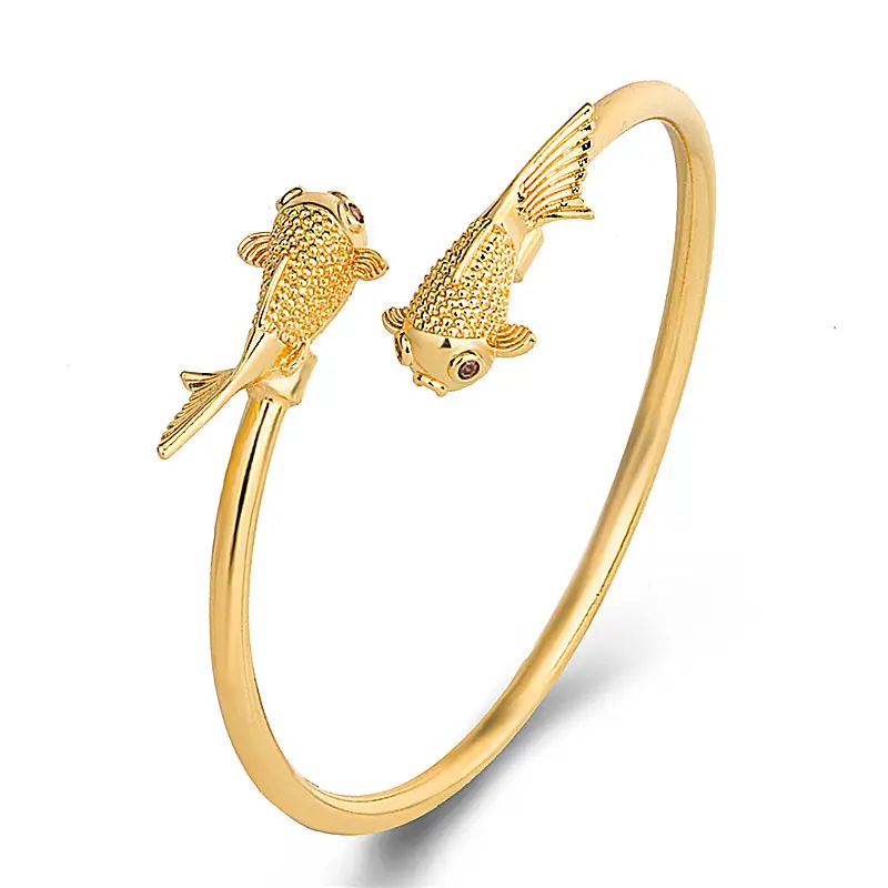 Burmese Fish Gold Plated Double Eye Bracelet — feature 1