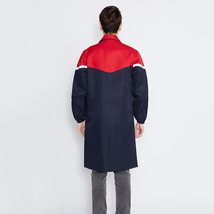 Spliced Red Navy Long Jacket for Men Women Dustproof - Image 2