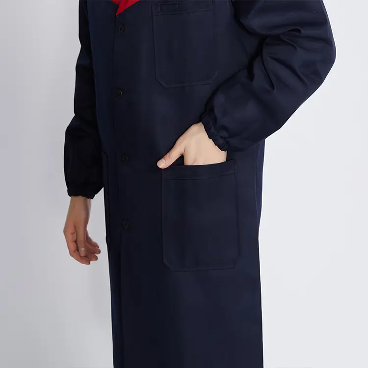 Spliced Red Navy Long Jacket for Men Women Dustproof - Image 4