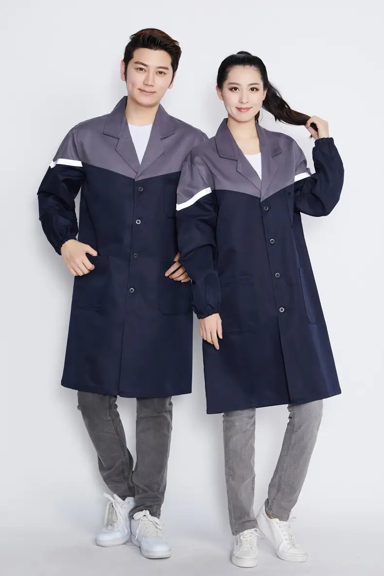 Spliced Red Navy Long Jacket for Men Women Dustproof — feature 5