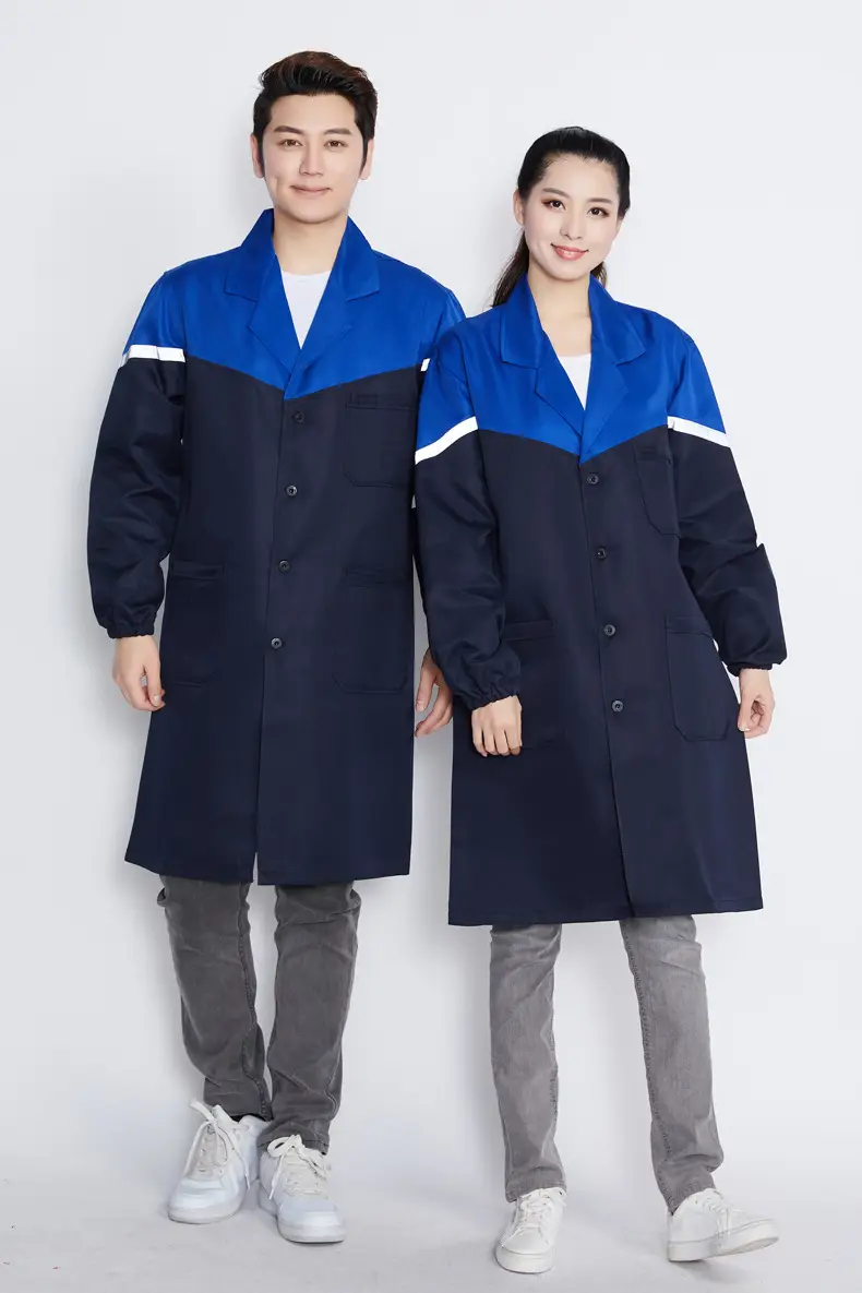 Spliced Red Navy Long Jacket for Men Women Dustproof — feature 7