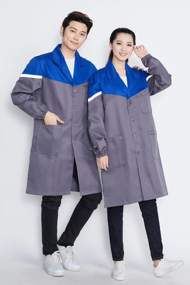 Spliced Red Navy Long Jacket for Men Women Dustproof — feature 8