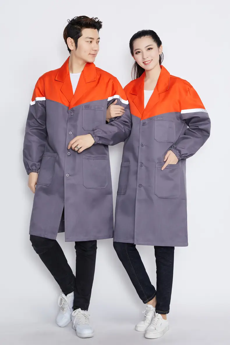 Spliced Red Navy Long Jacket for Men Women Dustproof — feature 9