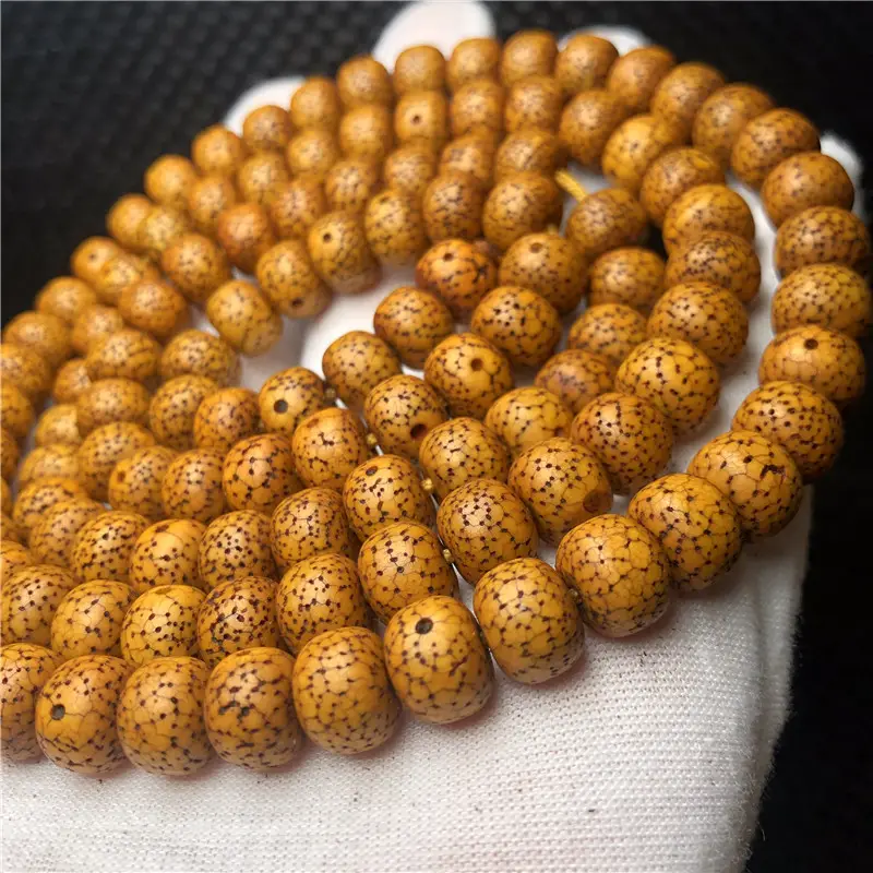 Old Yellow Gold Seed Open Star Moon Bodhi 108 Beads - Image 2
