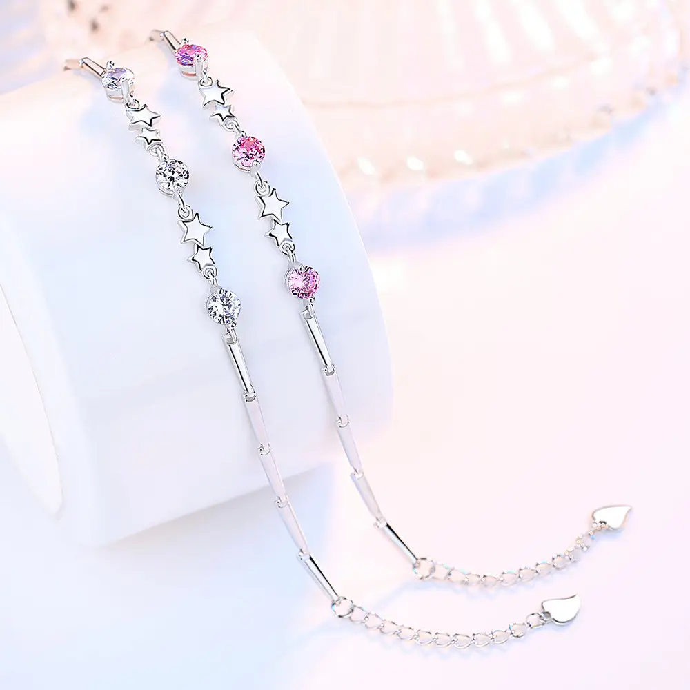 Wei Hua Ri Silver Plated Five Pointed Star Bracelet for Girls