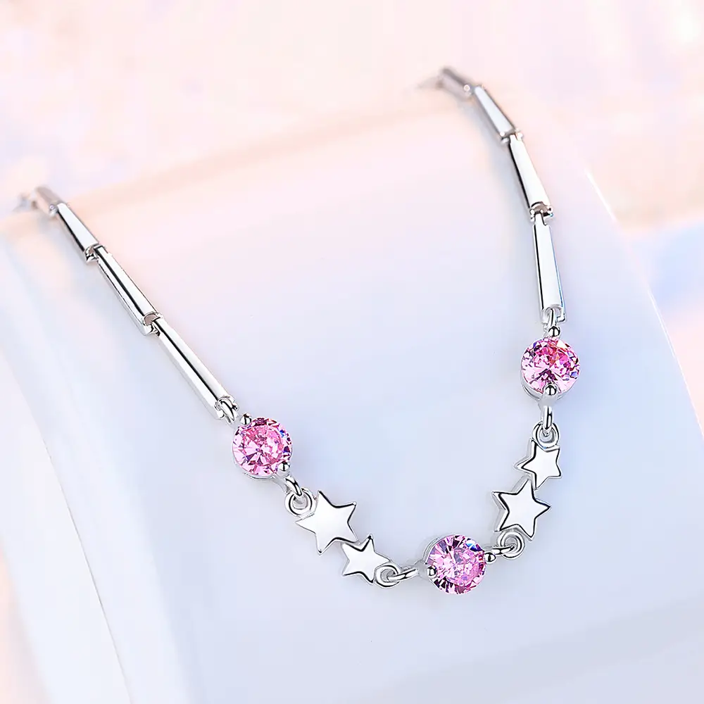 Wei Hua Ri Silver Plated Five Pointed Star Bracelet for Girls